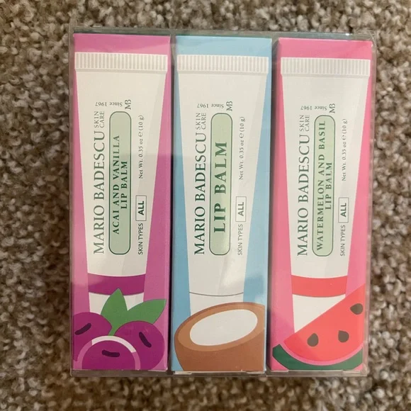 Mario Badescu Lip Balm Set - Purple, Blue, White - Picture 1 of 2